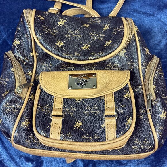 Y2K Beverly Hills Polo Club Mini Backpack Prep Golf Academia Vegan Leather - Picture 2 of 9